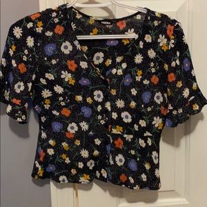 Flowery blouse crop top